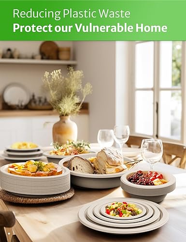 Miniatura 7 de Teoox Cuencos 100% compostables, 12 oz 100 unidades cuencos desechables, cuencos de papel con certificación BPI desechables, cuencos de papel de