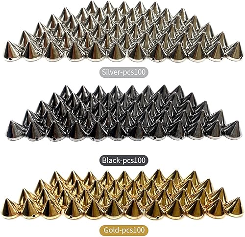 Miniatura 3 de 300 piezas de acrílico de 0.315 in con forma de cono de bala, remaches decorativos, cuentas de pirámide, picos artesanales para ropa