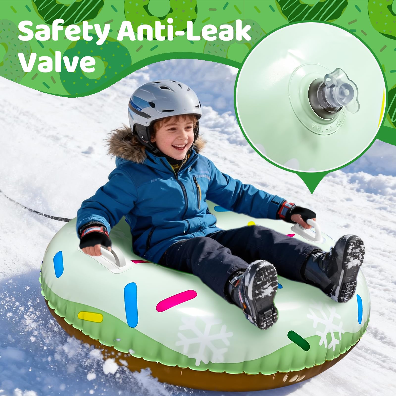 SilverChry Trineo Hinchable de Nieve de 80 cm, Tubo de Nieve Inflable con Asas para Niños y Adultos