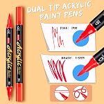 Acrylic Paint Pens Markers, 12 Colors Dual Tips Waterproof Paint Markers For Rock Painting, Fabric, Metal, Glass, Wood, Canvas, Ceramic, Plastic, Non-Toxic & Odor, Premium Art And DIY Craft Supplies