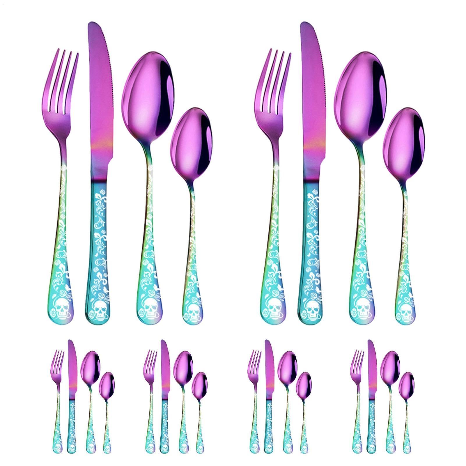 Küchenbesteck-Sets, Besteck-Set aus Edelstahl 24-teiliges | Tragbare Küchengabeln und -löffel, Besteck für das Essen in der heimischen Küche, beim Camping