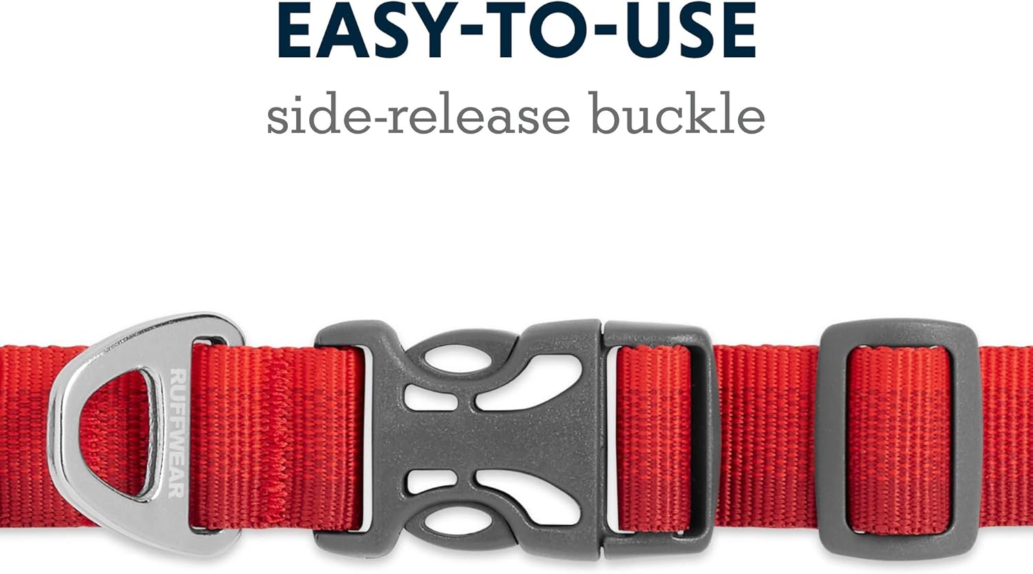 Ruffwear, Front Range Dog Collar, Adjustable Tubelok Webbing, Lightweight, Side Release Buckle, Aluminum V-Ring, Durable for Everyday Use, Red Sumac, 20"-26"