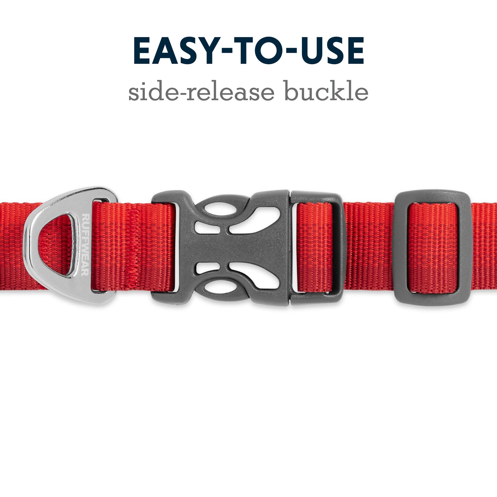 RUFFWEAR Collar de Perro, Front Range Collar, Resistente Correa Tubelok, Anillo de fijación de Aluminio y Hebilla de Apertura Lateral, Elegante y Duradero, Red Summac, Medium, 36-51 cm