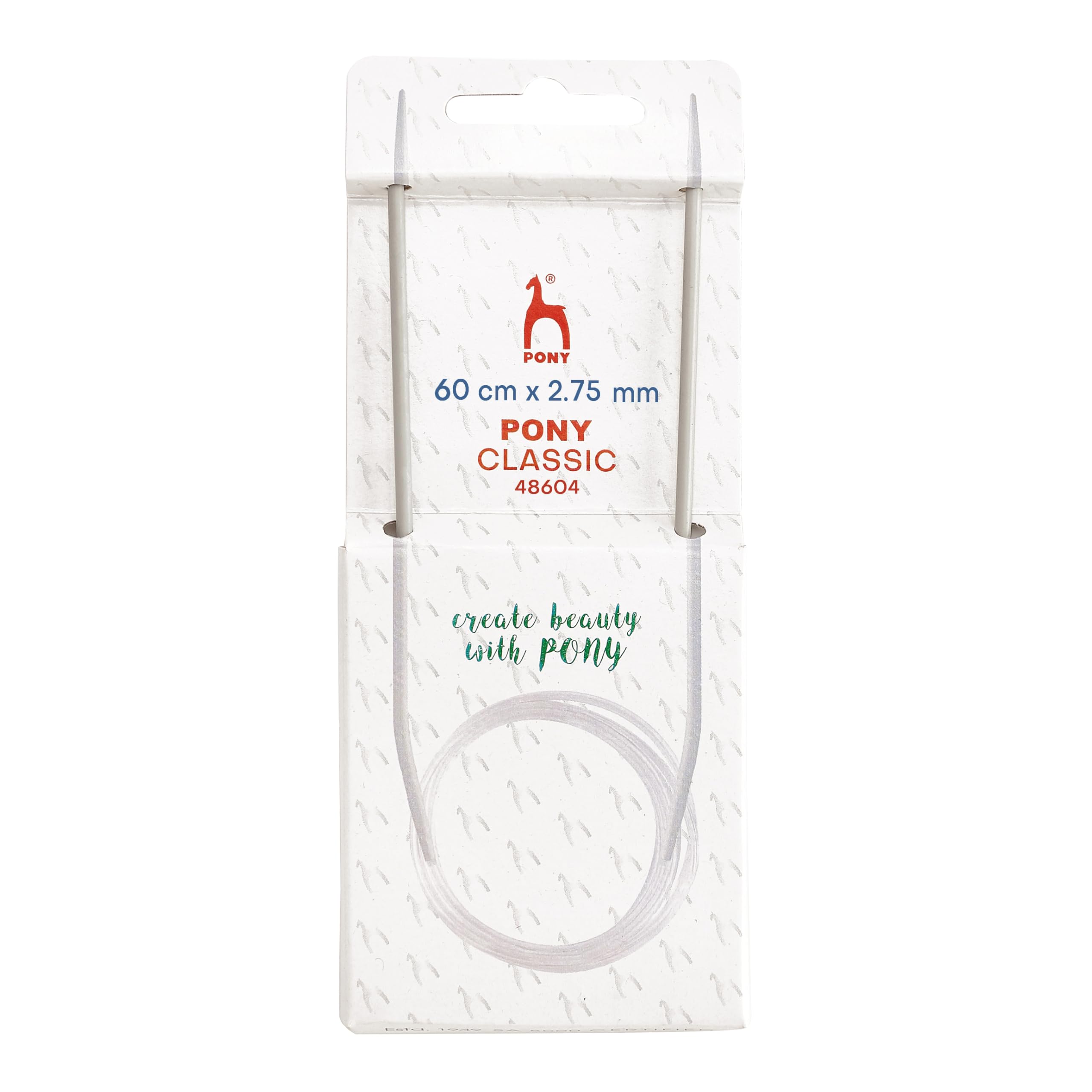 2.75mm Circular Knitting Needles Pony Classic Fixed Cables- 40cm, 60cm, 80cm, 100cm (60cm Cable)