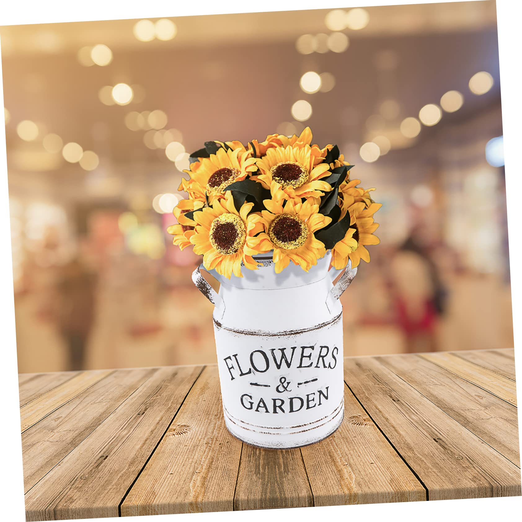 ヴィンテージメタル花瓶鉄じょうろ型農家装飾ハンドル付きホーム  