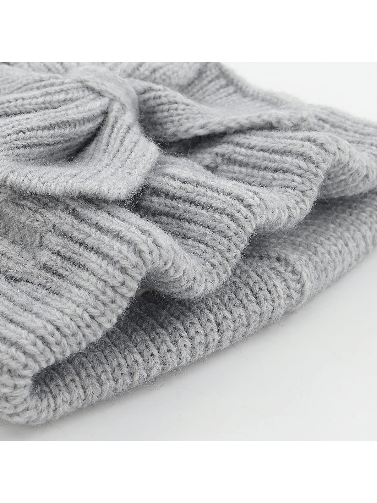 Century Star Newborn Hats Winter Knitted Bow Hat Cotton Lined Infant Caps Toddler Girls Hat Baby Girl Beanie Hats, 02 White, One Size 1