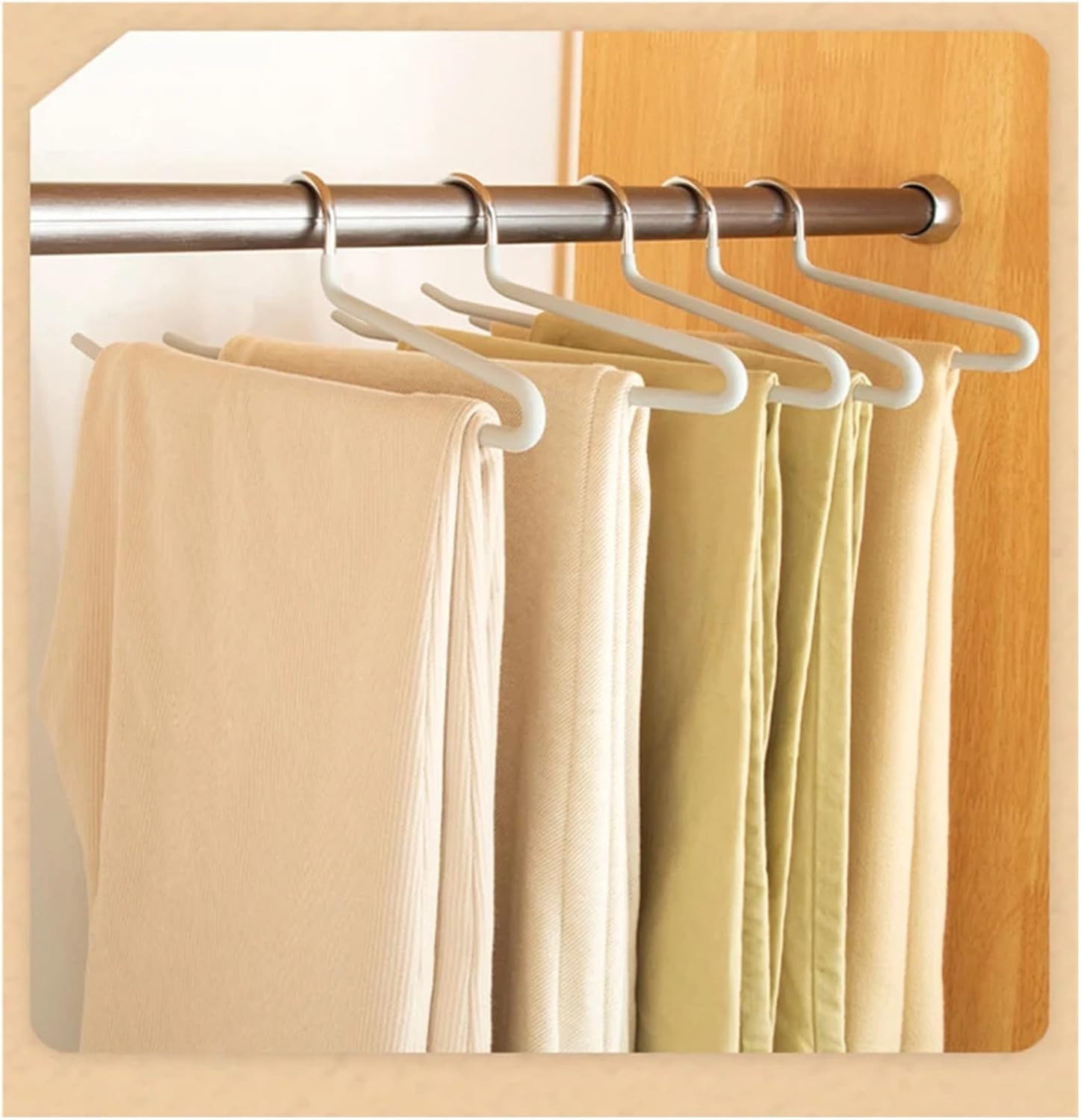 5Pcs Pants Slack Trousers Hangers, Metal Ended Design for Easy-Slide(Grey Reverse 32.5CM)