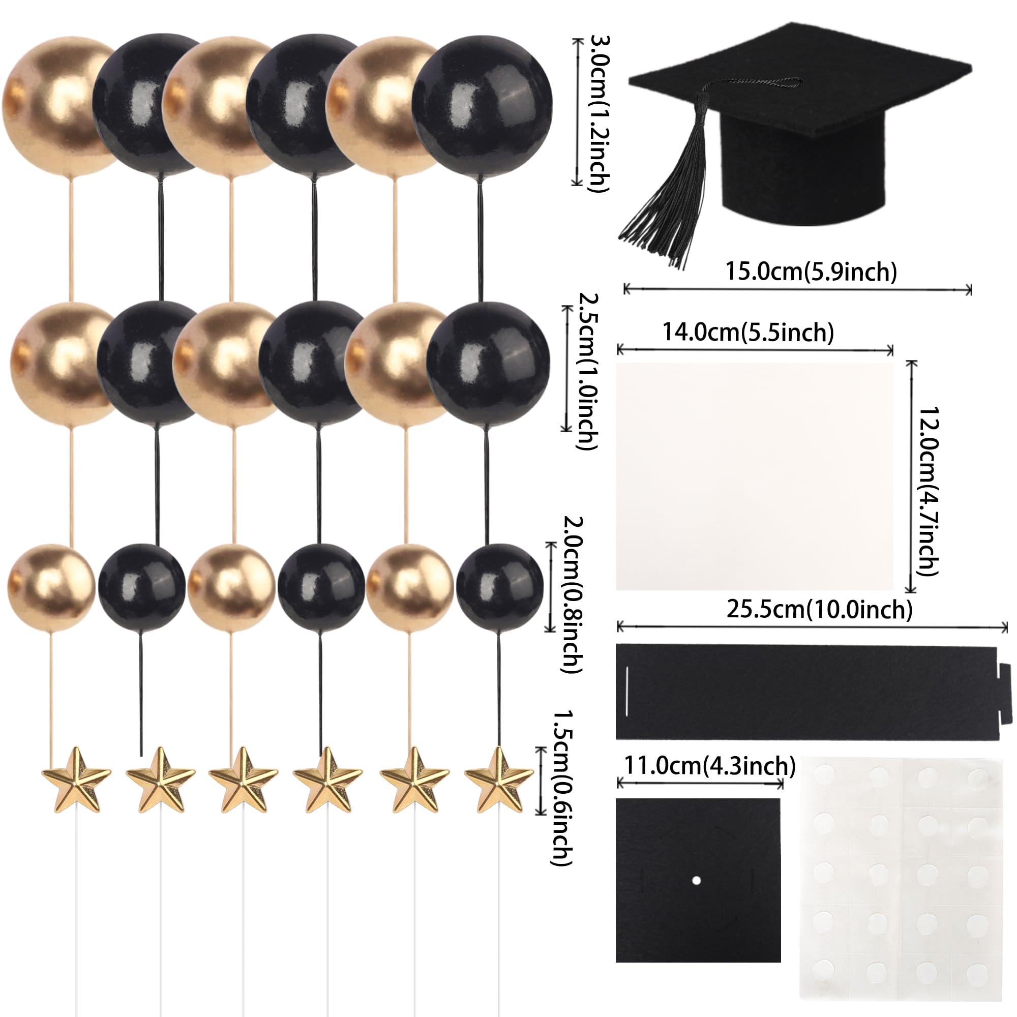 24 Pack Class Of 2025 Graduation Cake Toppers - Diploma Cap & Congrats Grad Decorations For Cupcakes, Desserts - View #2