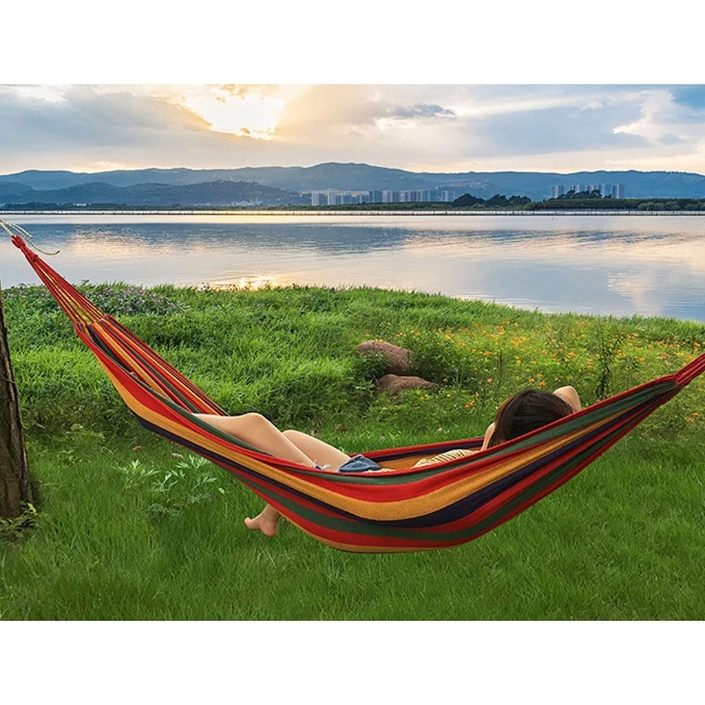 hamak kempingowy Portable Hammock 330 LB Lightweight i trwałe płótno Camping Hamak nadaje się do użytku wewnątrz i na zewnątrz Nadaje się do podróży, plaży, podwórka