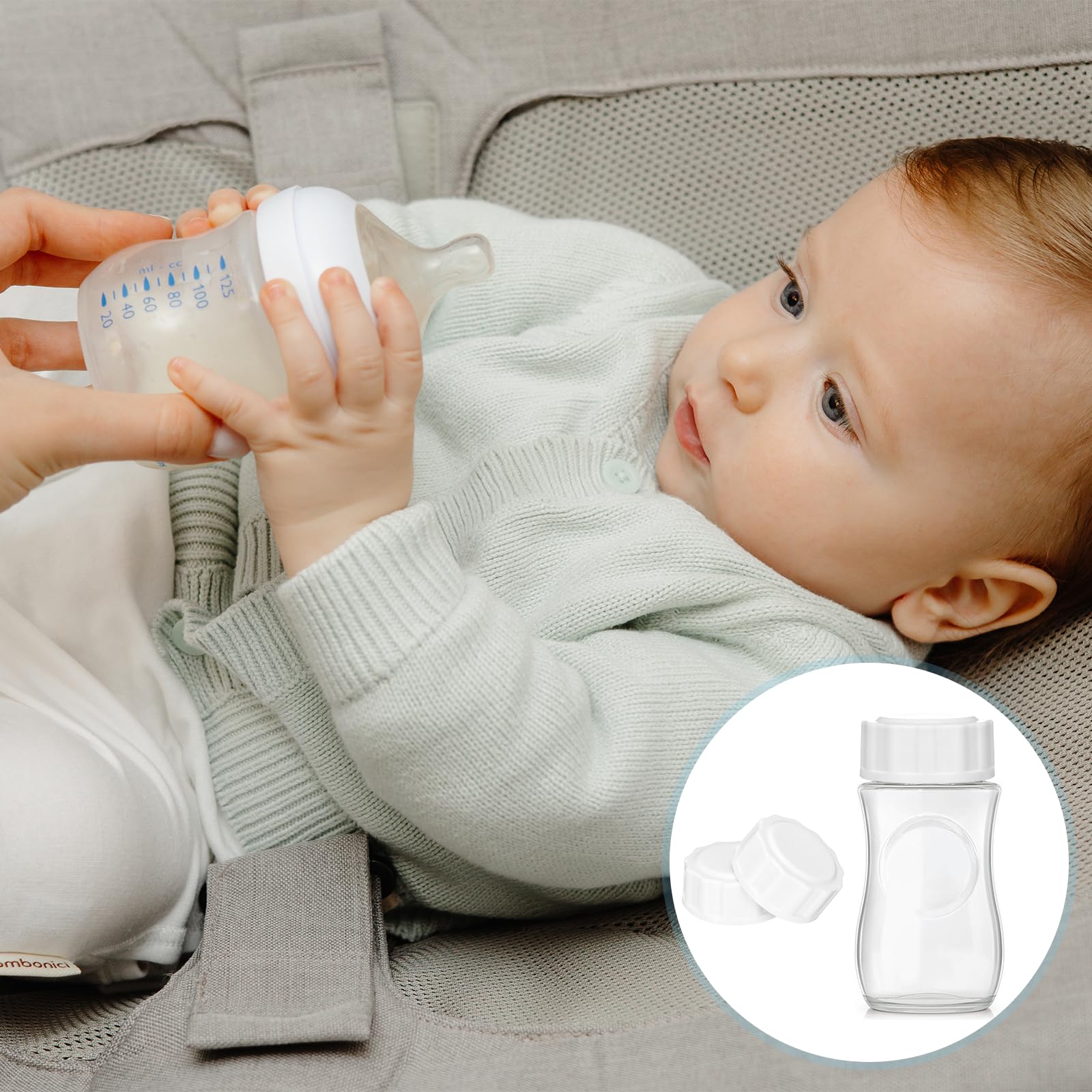 6 chiusure per bottiglie di vetro Philips Avent, coperchio anti-colica con anello di tenuta, chiusura per bottiglie, accessori per viaggi e conservazione (5 cm, bianco)