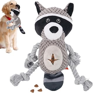 Generisk plysch squeaky hundleksaker | Squeaky Dog fylld racccoon, teething Toys med mjuk mat lekage hole relieve stress för små medelstora och hundar