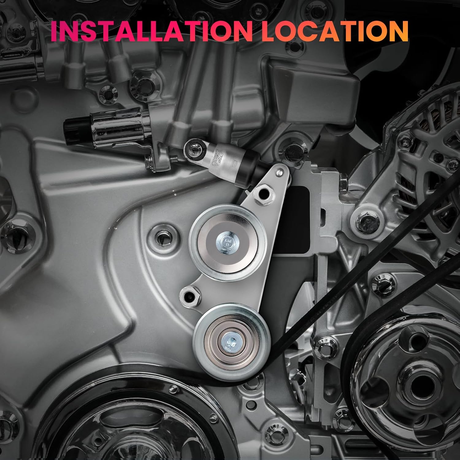 BDFHYK 90K-38159 Belt Tensioner Assembly with Pulley Compatible with Tahoe Yukon Escalade Avalanche 2002-2008 Replaces# ACK040378HD