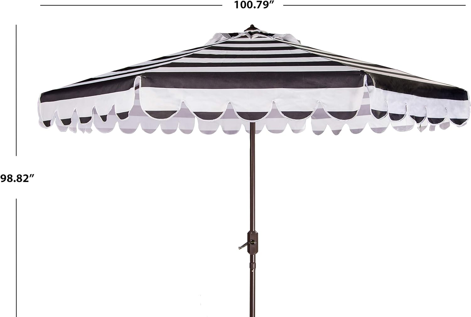 SAFAVIEH 9ft Outdoor Patio Umbrella, Round, Maui Collection, Black & White Stripe, Crank, Button Tilt, UV Resistant for Deck, Backyard, Patio (PAT8011D) - Image 3