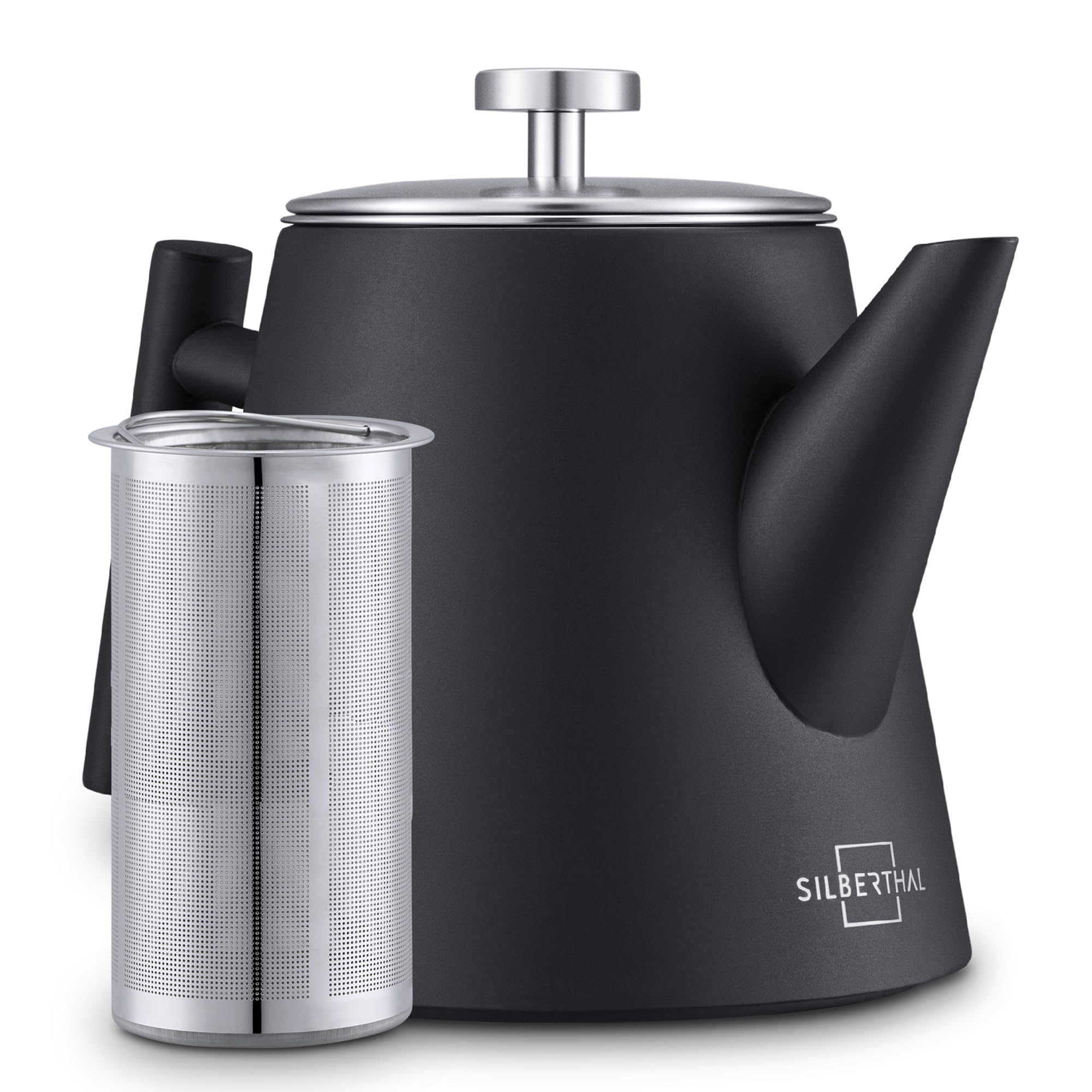SILBERTHAL Théière avec Filtre Infuseur Amovible - Inox Double Paroi - 1 Litre - Garde la Chaleur