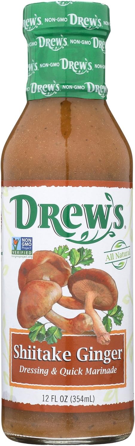 Drews Natural Shitake Ginger Dressing, 12 Ounce (Pack of 6)