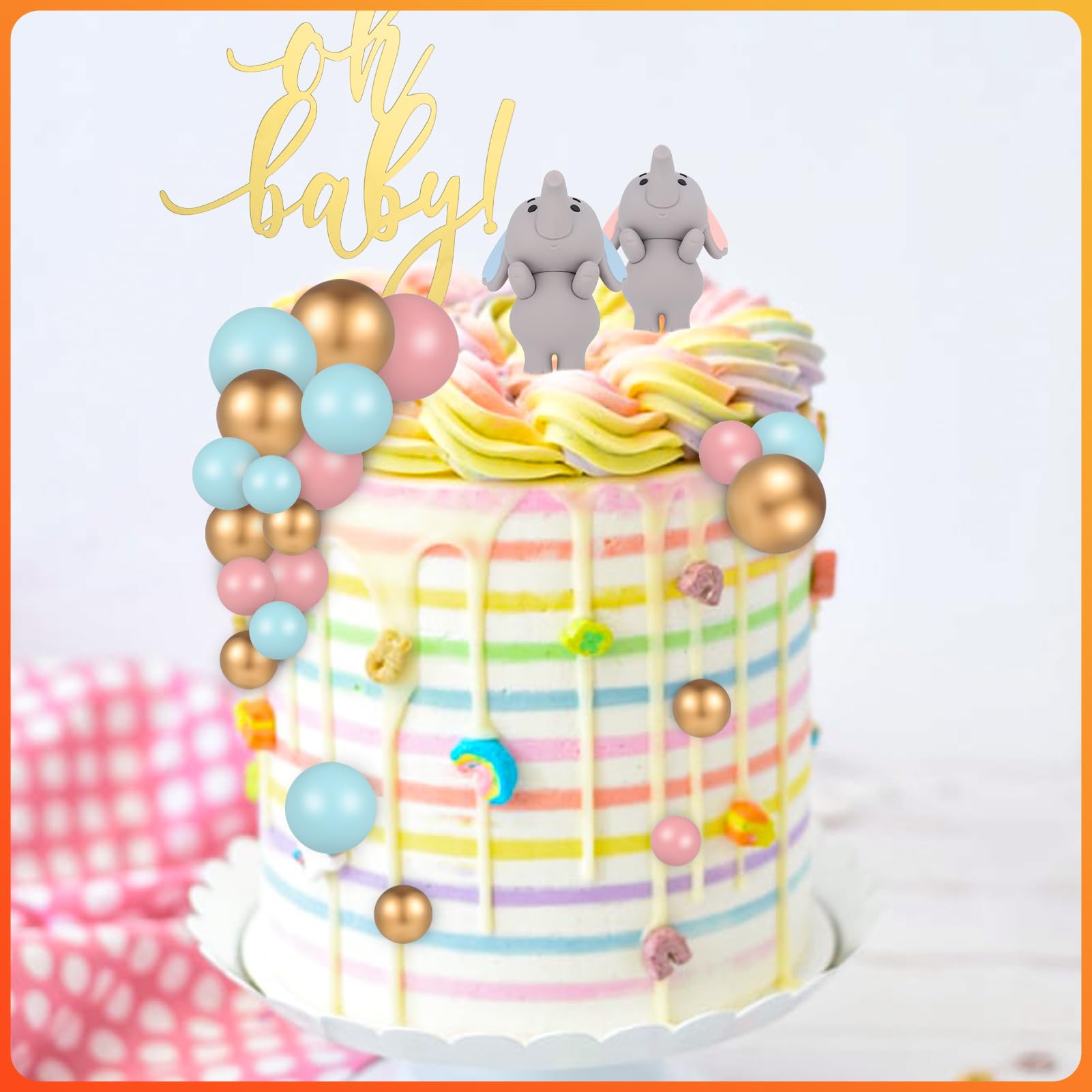 Elefant Tortendeko-Set Mit Schaumkugeln & Cake Topper – 27-teilig, Für Babyparty & Geburtstag