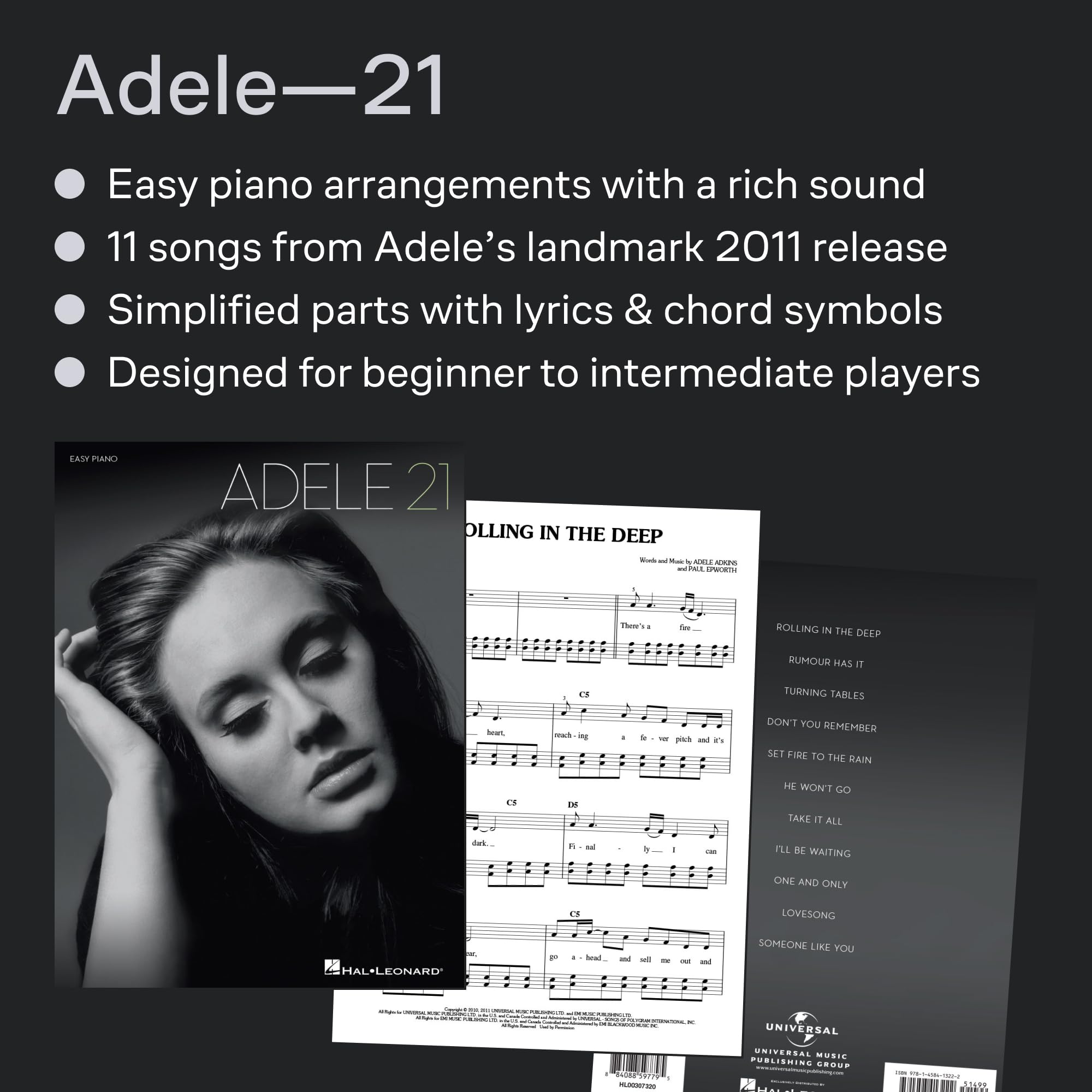 21 (Easy Piano): Buch, Songbook für Klavier