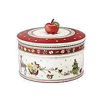 Villeroy & Boch – Winter Bakery Delight Barattolo Rotondo Rosso, Decorazione Natalizie, Scatola di Biscotti, Porcellana Premium,Silicone