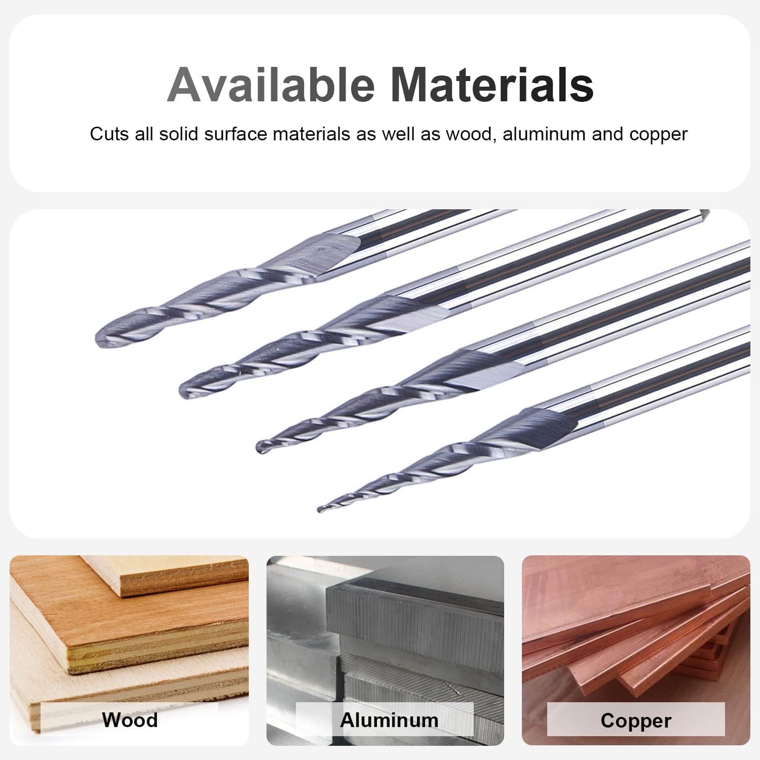 SpeTool 4Pcs Spiral Ball Nose CNC Router Bit Set, TiAlN Coated Solid Carbide End Mill for 3D Engraving & Woodworking - Image 4