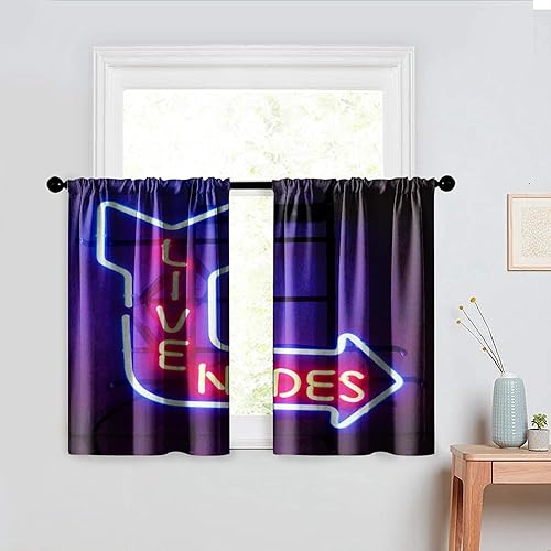 Miniatura 5 de Cortinas cortas de 24 pulgadas de largo, cortina de oscurecimiento de habitación para cocina, baño, dormitorio, estilo rústico, girasol, tela con