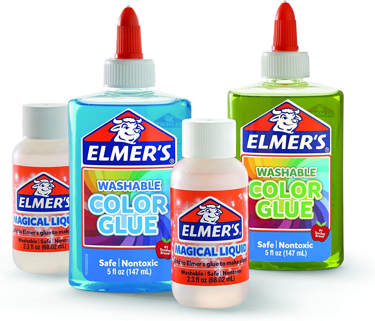 Elmer's Color Slime Kit, 2-Count + 2-Activator, Blue/Green