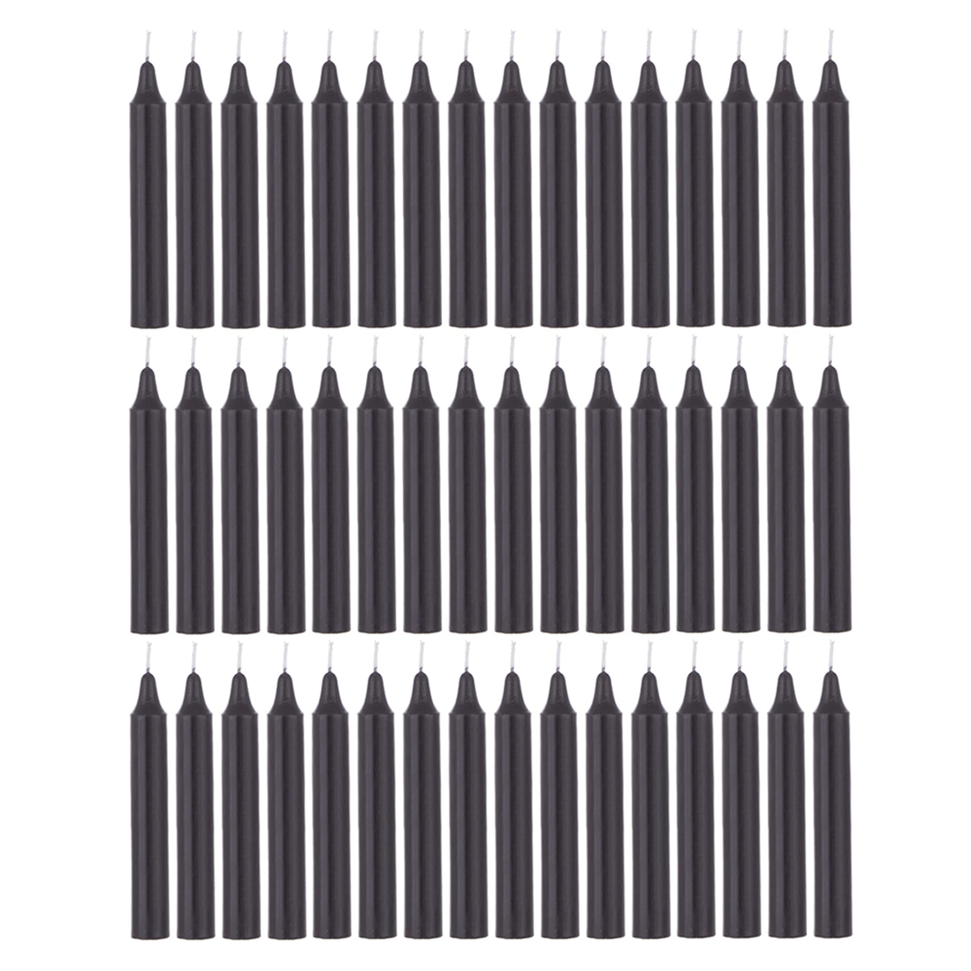 Mega Candles 48 pcs Unscented Straight Black Taper Candles, Hand Poured Wax Candle 5 Inch x 3/4 Inch, Home Décor, Wedding Receptions, Centerpieces, Birthdays, Celebrations, Romantic Events, Holders