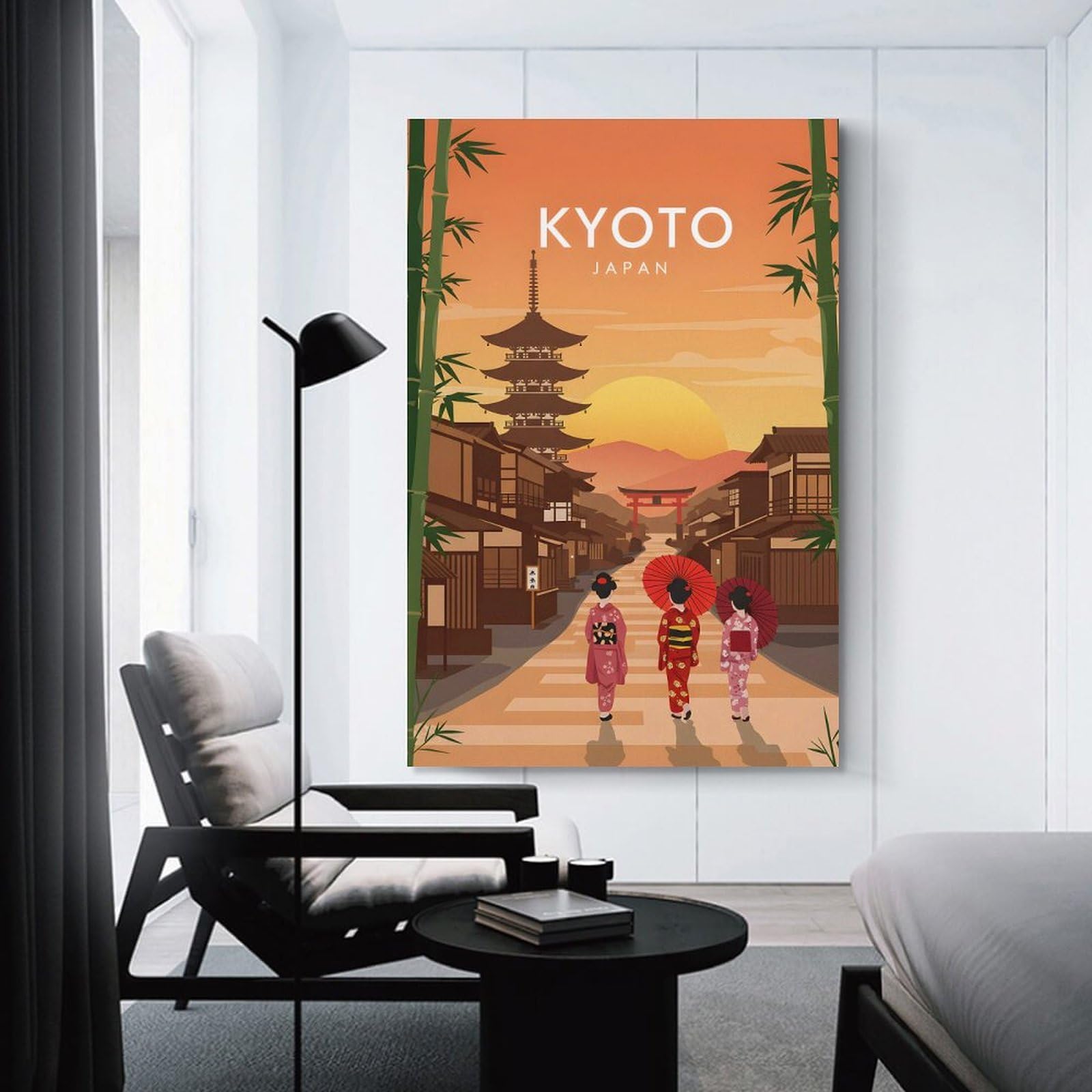 Junmoney Unframe-Style-22-1 Hanging Wall Art Travel To Kyoto Japan, 08X12inch(20X30cm), For Small Homes, Bedrooms Or Open Spaces, Wall Decor With Flexible Room Appeal