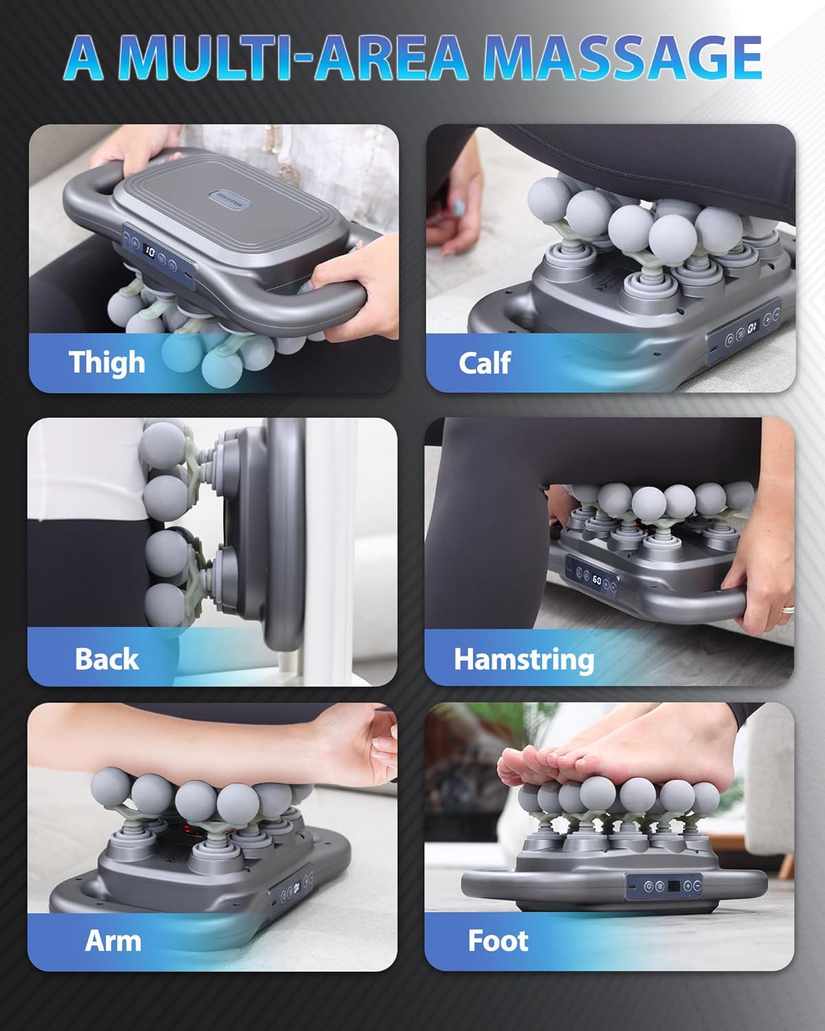 16-Head Massage Gun, Deep Tissue Percussion Massager with 9 Modes & 9 Intensities, 2600mAh Battery Back Bassager for Pain Relief Deep Tissue for Muscle Pain Relief in Back, Legs, Shoulders - Image 6