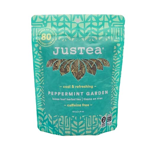 Miniatura 10 de JusTea PEPPERMINT DETOX  Té de hierbas de hojas sueltas  Lata con cuchara de té tallada a mano  Más de 40 tazas (1.6 onzas)  Sin cafeína  Ganador de