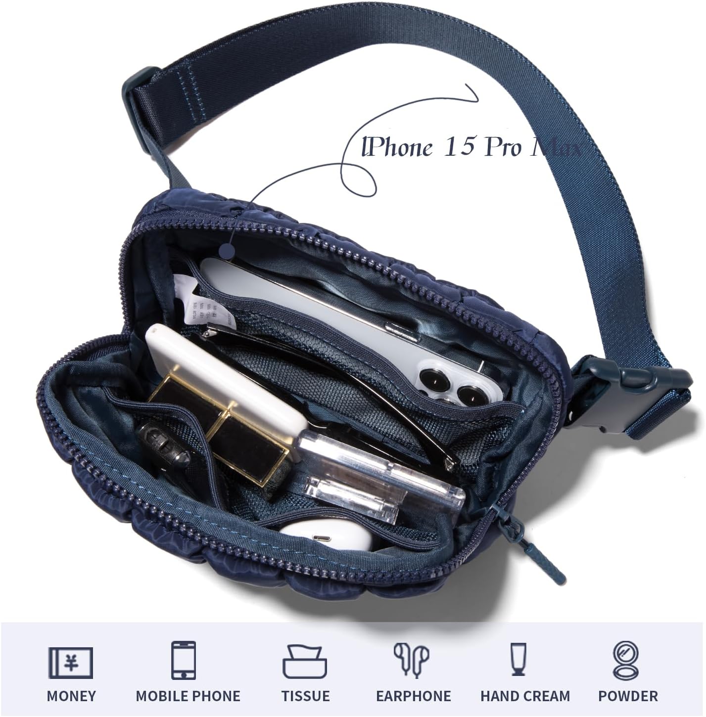 Gitus Trending Gifts for Women Puffer Crossbody Bags for Women Belt Bag Fanny Pack with Adjustable Straps Lightweight Quilted Puffy Bag Woman Gifts (Navy) - Image 5