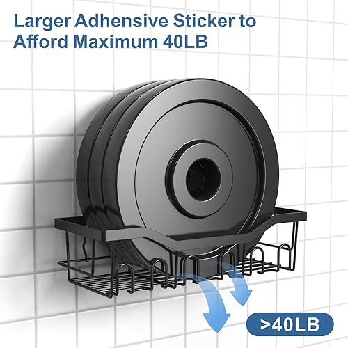 Miniatura 4 de Paquete de 5 organizadores de ducha a prueba de óxido para baño, gran capacidad, sin perforaciones, estantes de ducha adhesivos para estante de