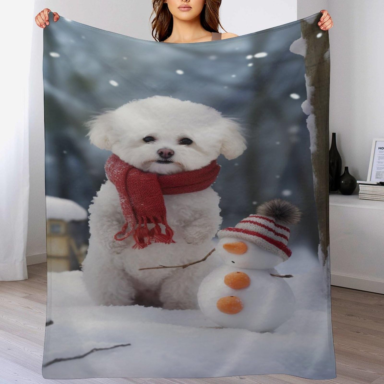 Couverture de lit Bichon Frisé en flanelle supérieure douce et durable