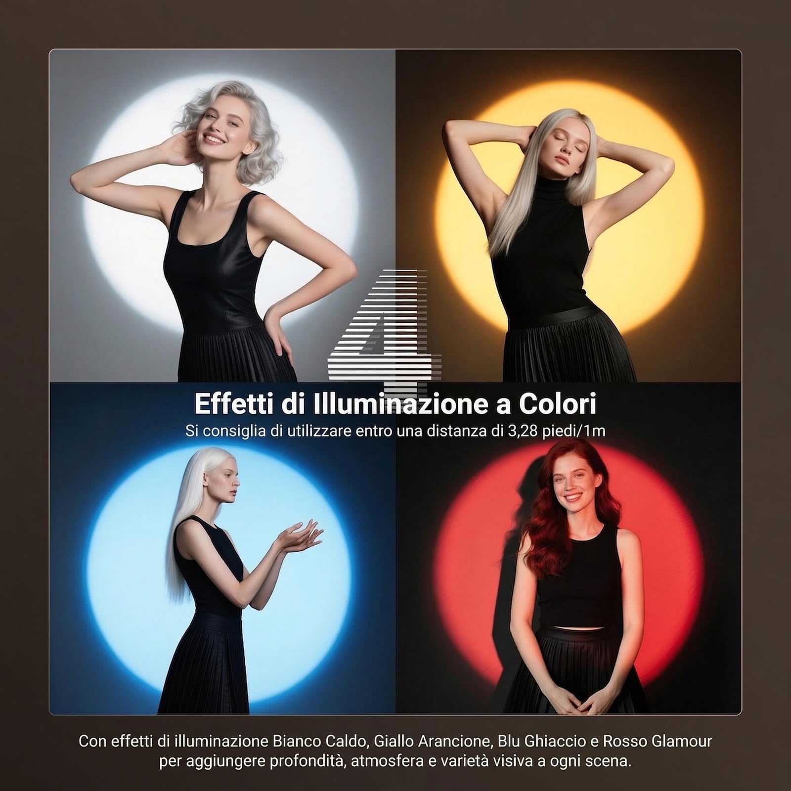 NEEWER BASICS Torcia Fotografica RGB da 20W con 4 Colori | 20 Filtri Gobo, Batteria Integrata da 49,95Wh, 6300K CRI95+ Faretto LED Portatile Luce Ambientale Tramonto per Video, FL20