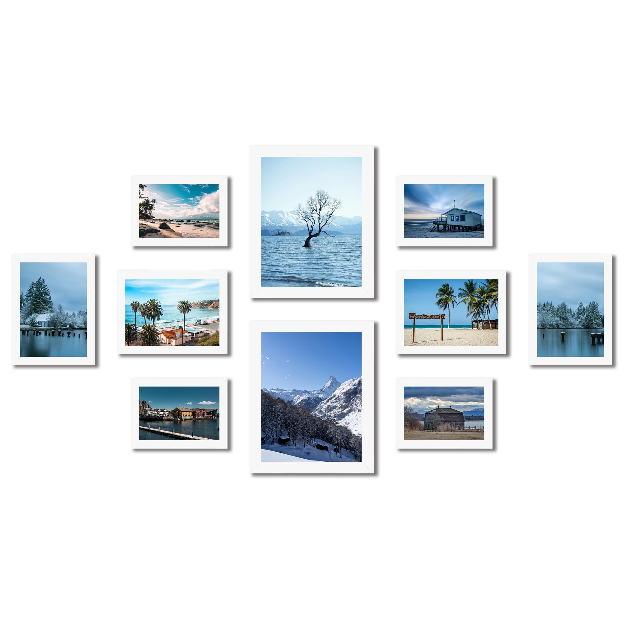 KAIWIN Set of 10 Picture Frames, multi photo frame White, Two 20 x 25 cm (8 x 10 Inches), Four 13 x 18 cm (5 x 7 Inches), Four 10 x 15 cm (4 x 6 Inches), collage photo frame — image 1