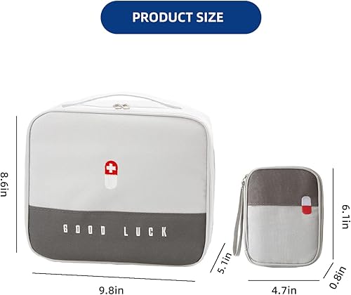 Miniatura 2 de TOPASION Bolsas de primeros auxilios vacías, bolsa de medicina de viaje, bolsa organizadora de suministros médicos, kit portátil para viajes,