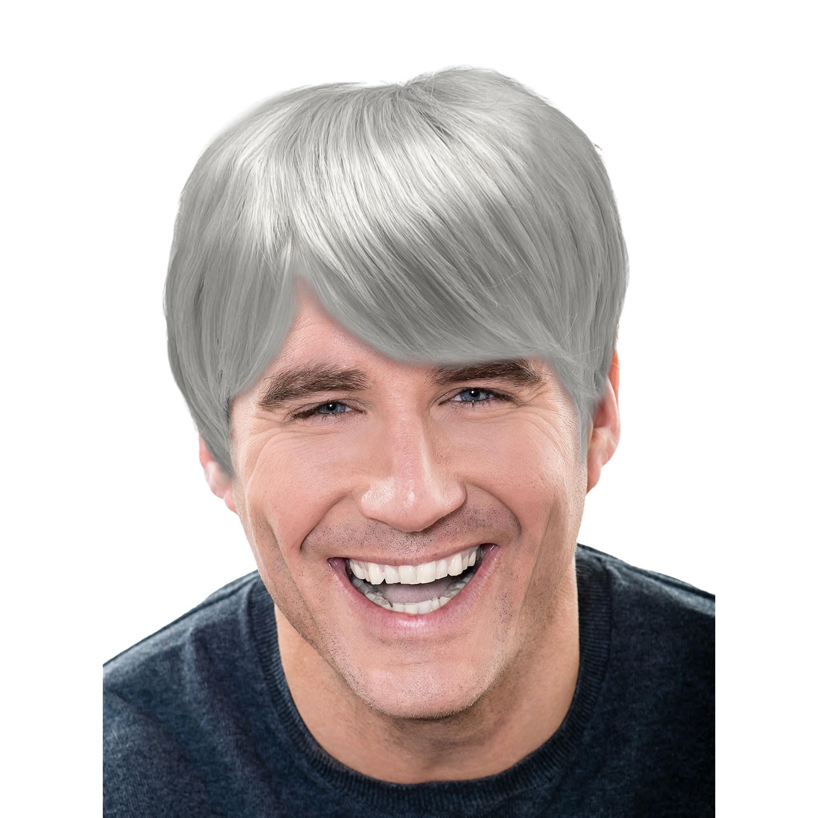 Mens Short Wig Grey Old Man Grandpa Wigs, Professional Idols Fancy Dress, Natural Short Hair Wig, for Daily Use Halloween Carnival Party Stage Performances, Adult Dress Up(Grey)