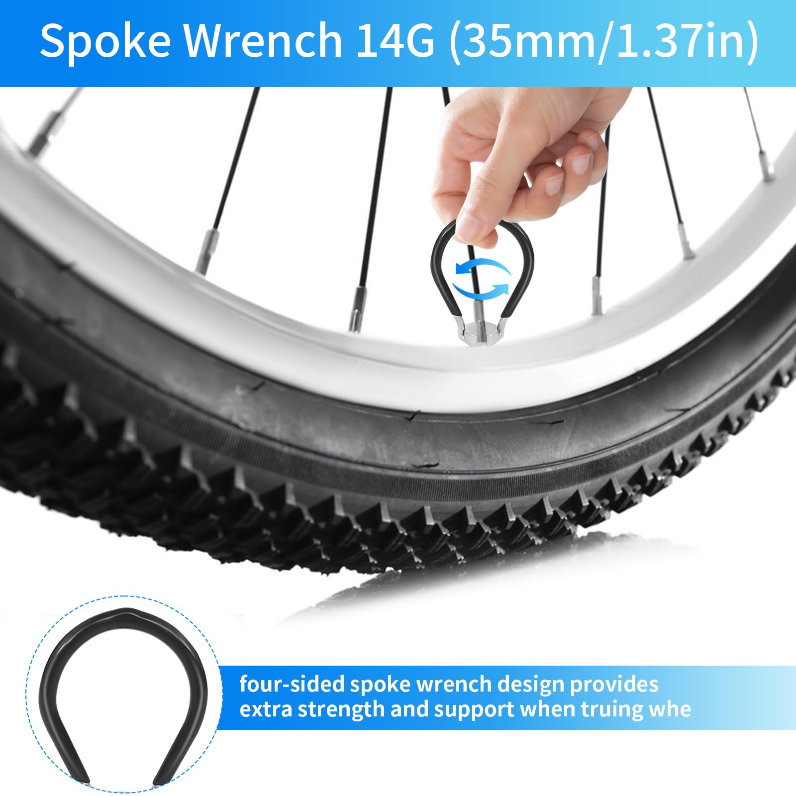 Nadinsta 6 Pcs Bicycle Spoke Wrench Tool Kit, 6-in-1 Bike Wheel Spoke Key, Spoke Tightener Tool with Rim Correction Tool - Image 4