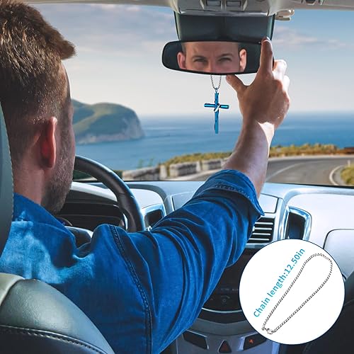 Miniatura 3 de Colgante de cruz para espejo retrovisor de automóvil, decoración de accesorios para colgar, adorno lindo cristiano, regalo cristiano, collar de cruz