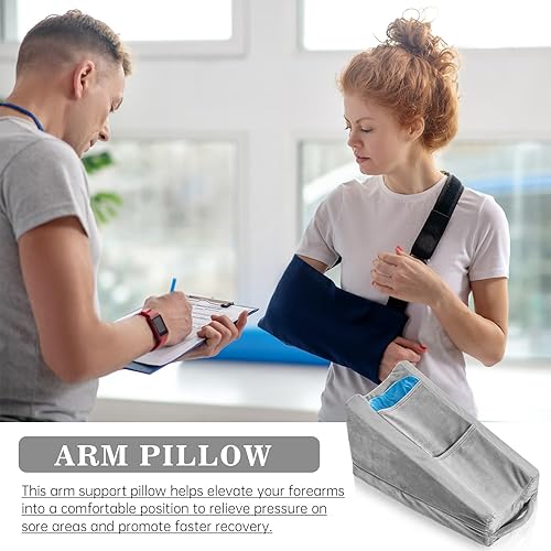 Miniatura 7 de Almohada de elevación de brazo Buryeah con 2 bolsillos, almohada de soporte ergonómico suave para reposabrazos, almohada en cuña para regalos