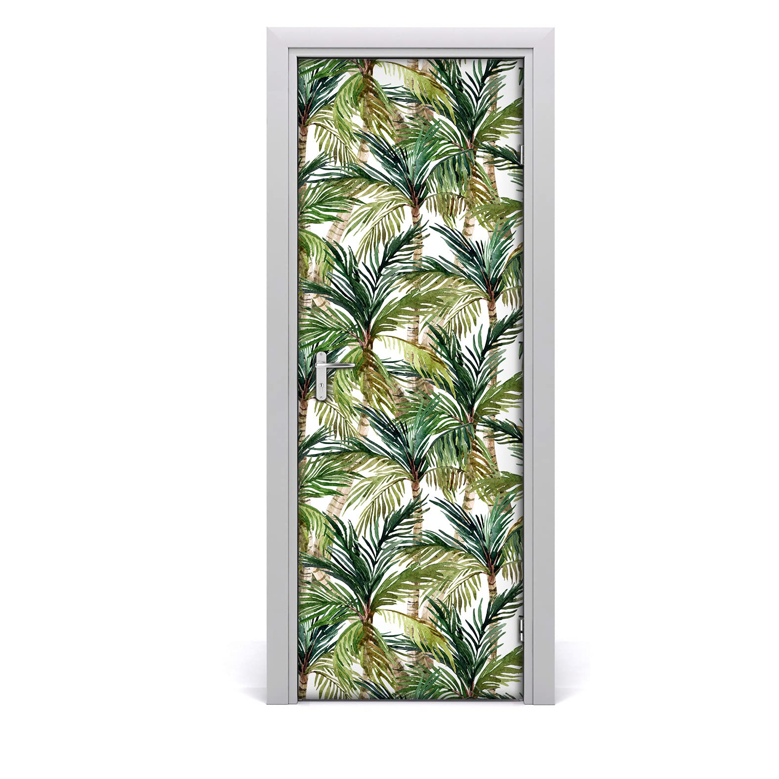 Autocollant de porte imperméable lavable style jungle tropicale