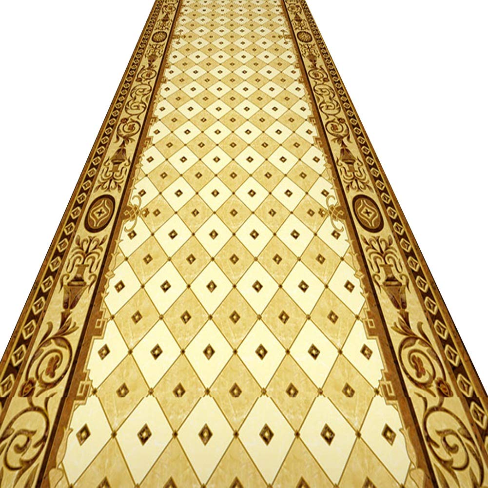Tapis de passage d'allée jaune noble lavable tapis long sur mesure couloir entrée 6mm