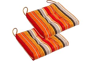 Outdoor Chair Cushions 2-Pack of Thick, Soft, Washable 17" x 17" Orange...