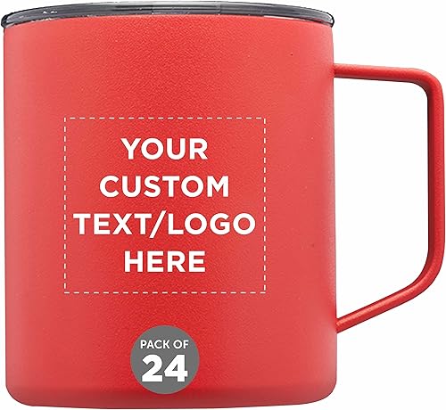 Kenai - Tazas de viaje personalizadas con recubrimiento en polvo, 13.5 onzas, juego de 24, paquete personalizado a granel, doble pared, perfectas