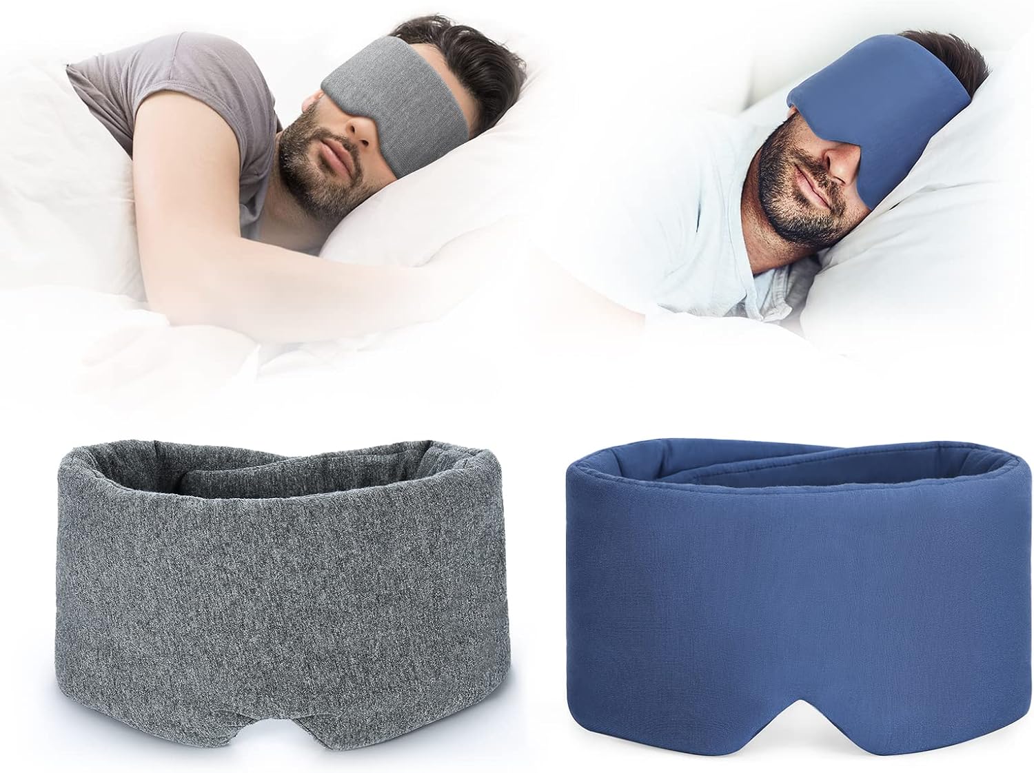 FRESHME Pure Handmade Cotton Sleep Mask - Blackout Eye Mask for Sleeping with Adjustable Velcro Soft and Comfortable Eye Blinder Shade for Men Women Eye Cover Blindfold Travel Office Nap Airplane Yoga