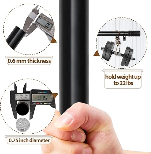 Miniatura 5 de KAMANINA Paquete de 2 barras de cortina de 28 a 48 pulgadas, barras de cortina individuales negras de 34 pulgadas para ventanas, barra de cortina