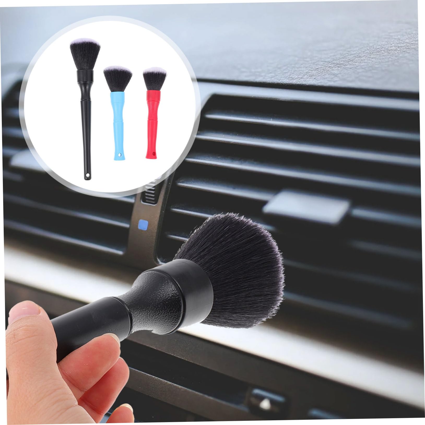 Mikinona Cepillo de Limpieza de Ranuras para Coche 3 Piezas PP Negro | Fiesta Verano, Interior Brocha Limpieza Coche, Cepillo Limpiador de Ventilación