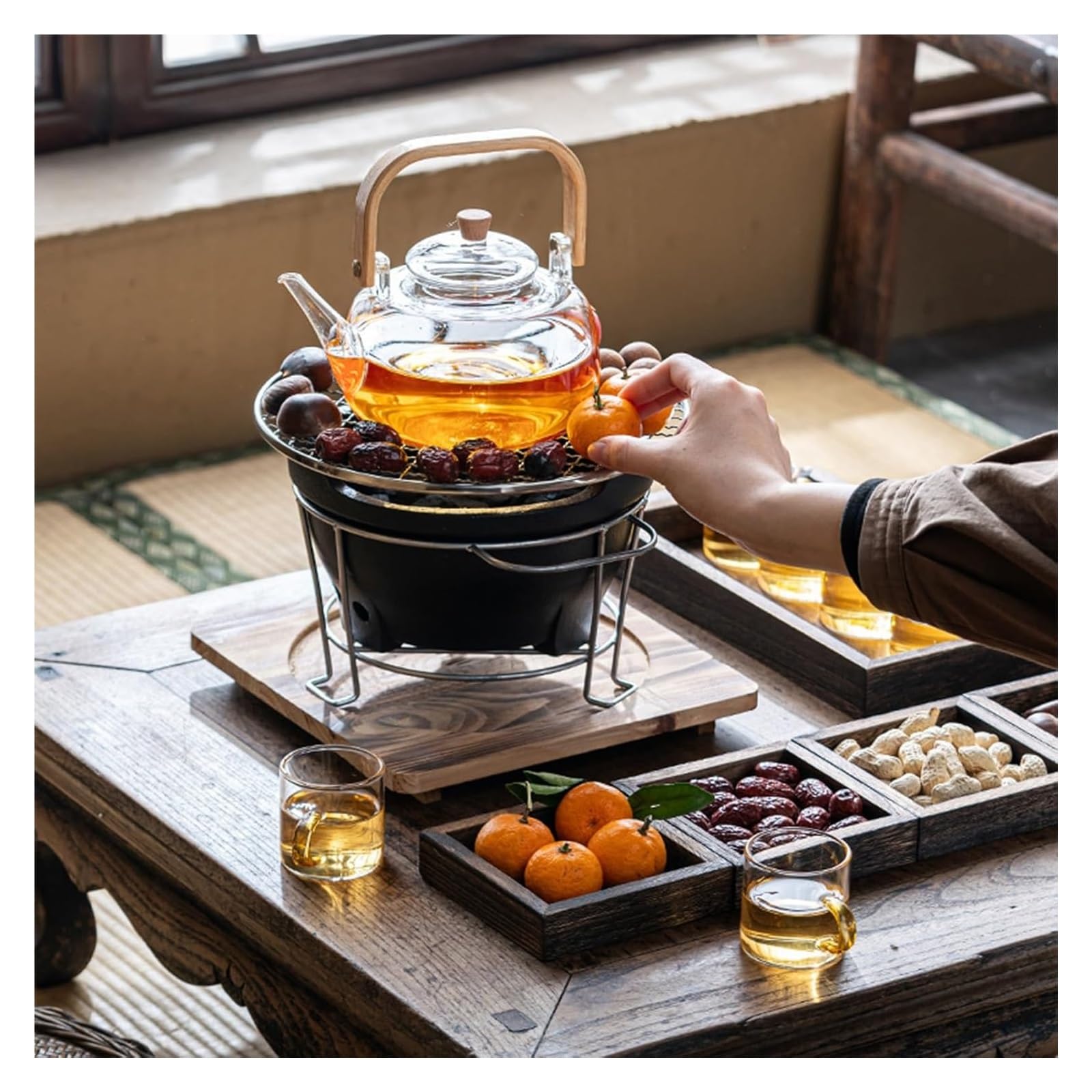 Grill węglowyGrill węglowy, grill Hibachi na zewnątrz, grill Hibachi, mały grill węglowy przenośny piec kempingowy, piec na piknik na świeżym powietrzu, grill na imprezę, piknik domowy, kemping(22.5x1