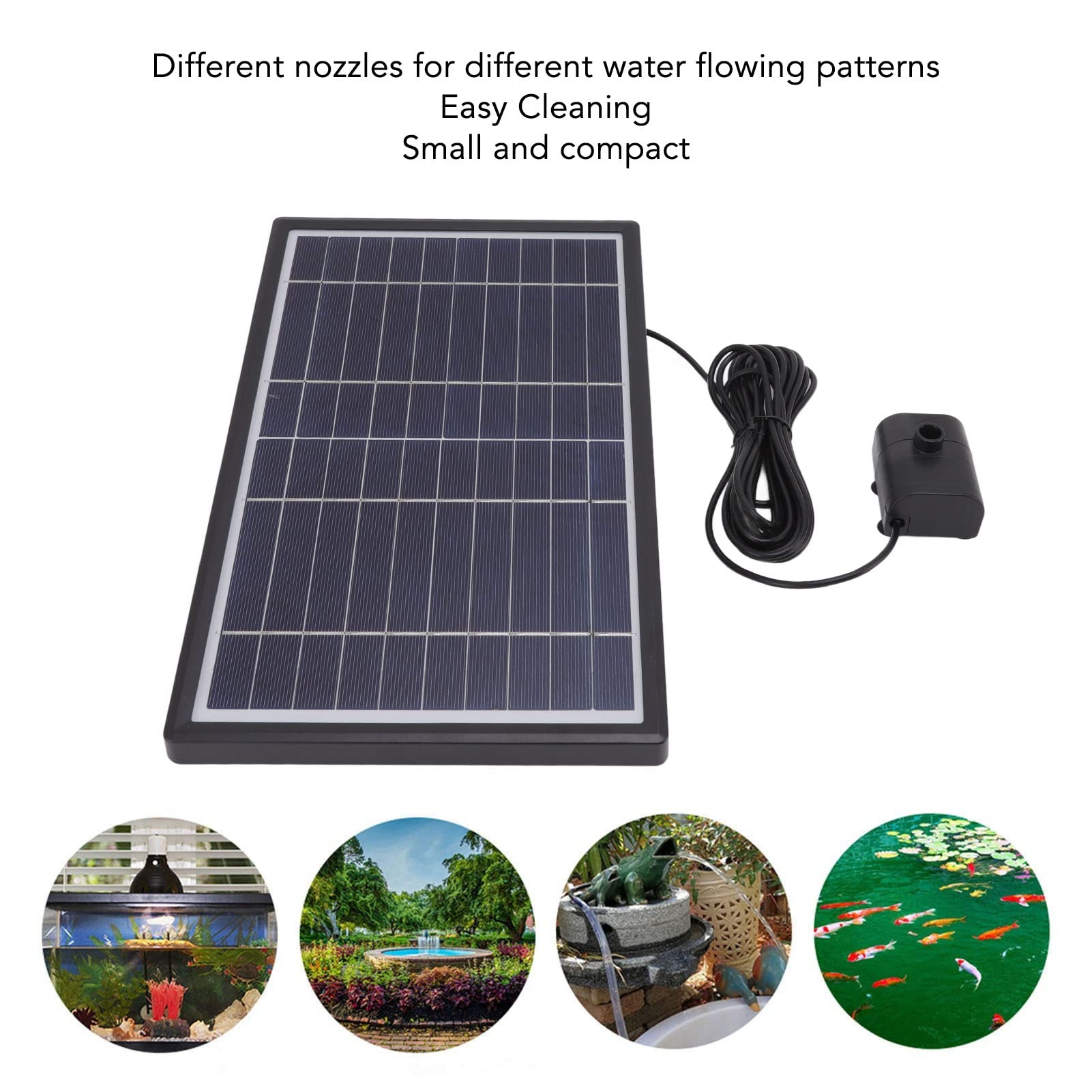 Cryfokt Pompa Fontannowa Solarna 10W 10V z 3 Dyszami do Oczka Wodnego