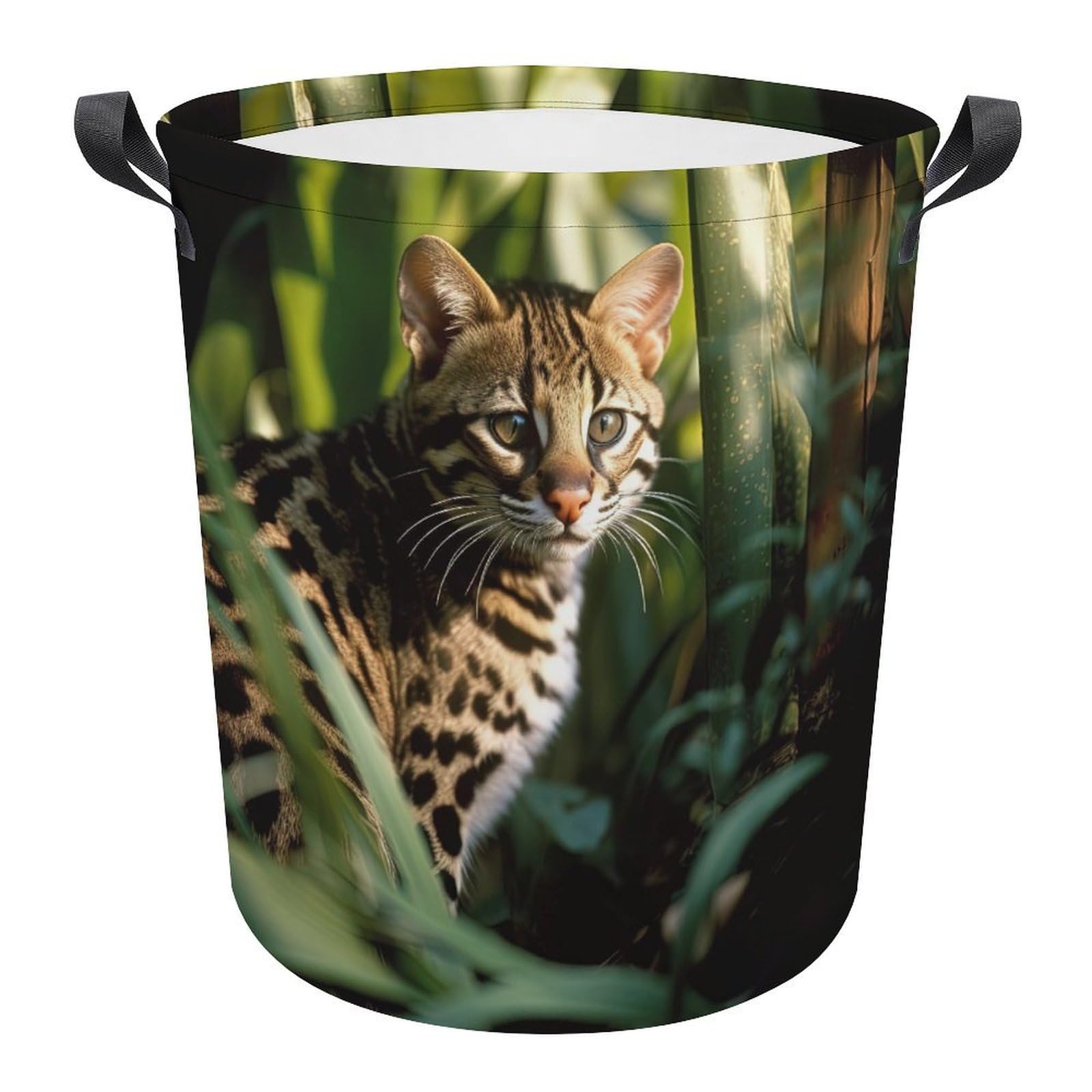 Cesta de lavadero de gato divertido para solucionar el desorden de ropa en el baño