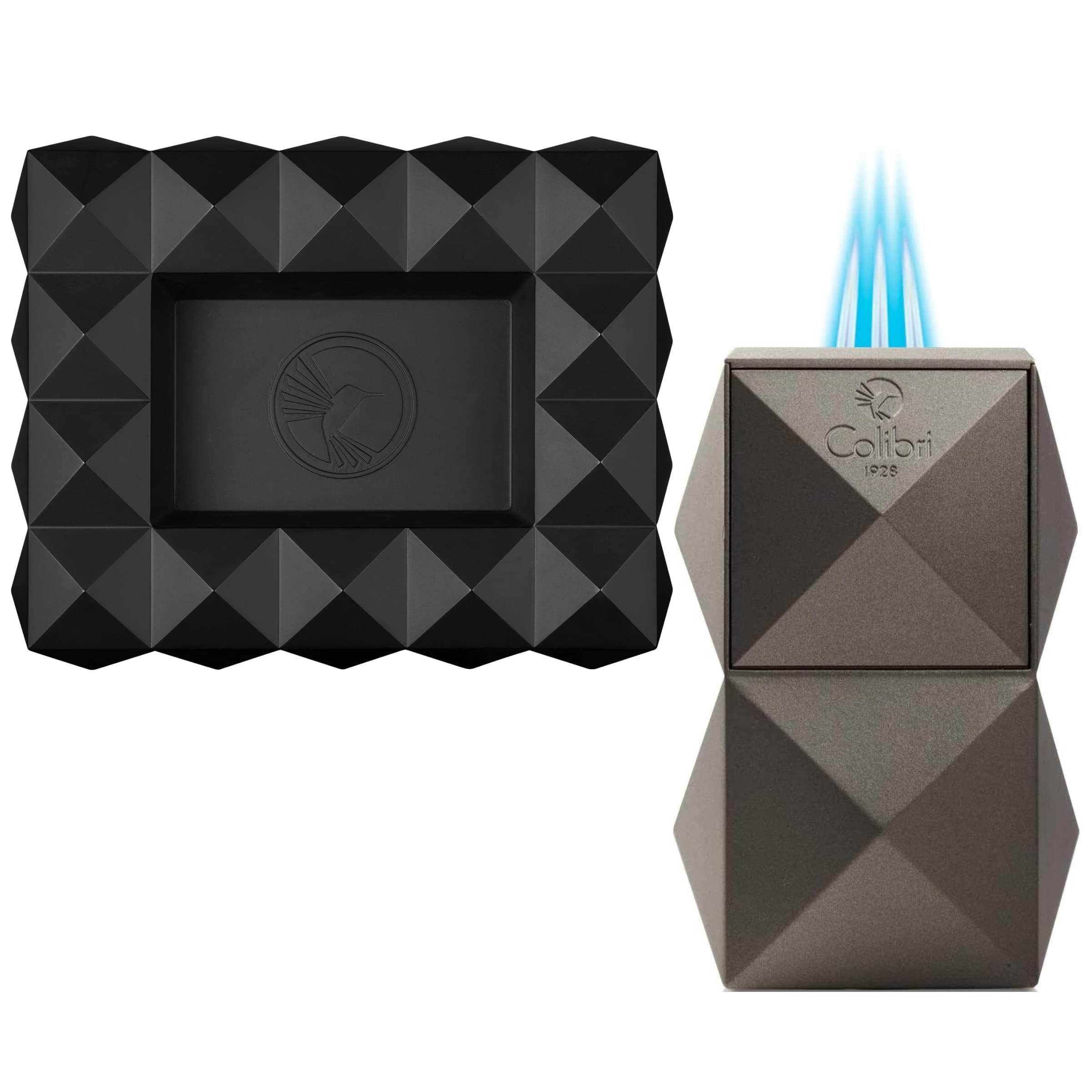 Colibri Quasar Ashtray Black Colibri Quasar Triple Flame Lighter Gunmetal